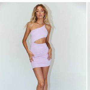 MIA ASYMMETRICAL MINI DRESS LILAC